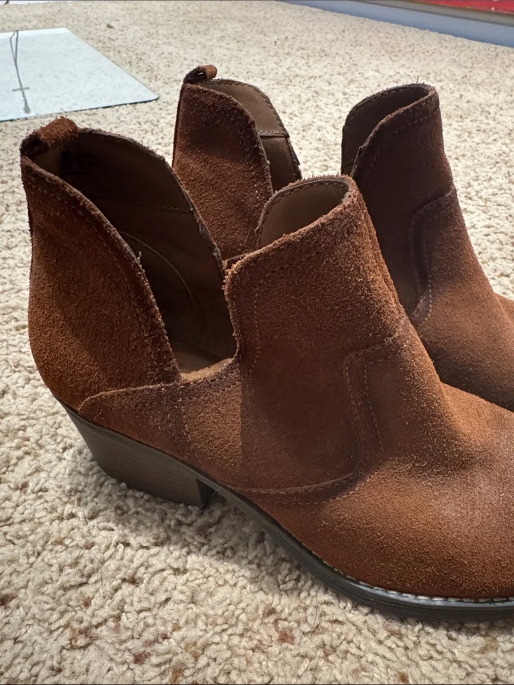 Sonoma Brown Suede Cutout Ankle Booties